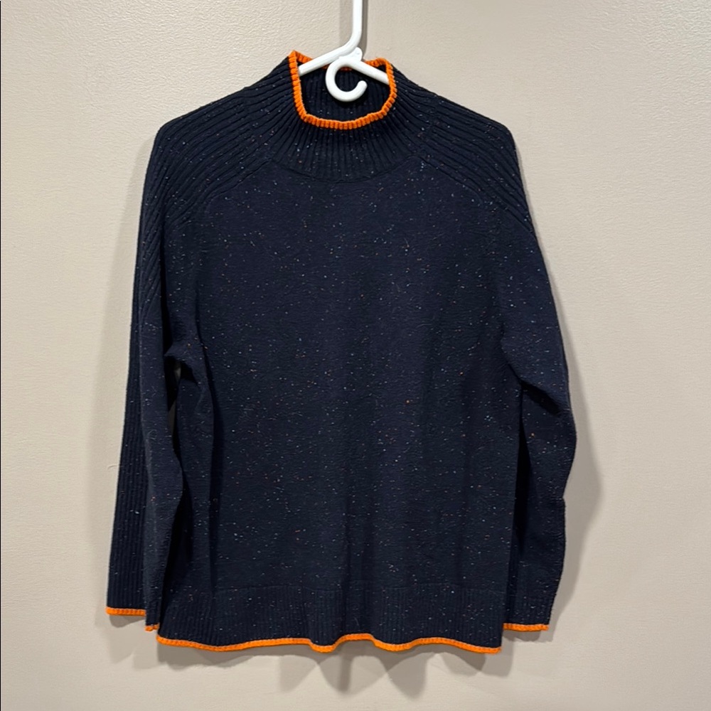 women’s Navy Sweater with Orange Trim